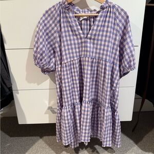 Elegant Lavender Checkered Asymmetrical Dress